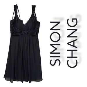 Simon Chang Black Beaded Dress Size 12